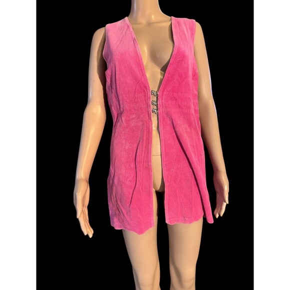 Vintage 1960s Jer Sea Swim Cover Up Women's Sleeveless Terry Collar pink 12/13 - Picture 2 of 11